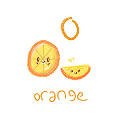 slices of orange crayon style