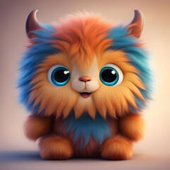 Fototapeta premium cute little monster smooth skin soft fur bright eyes