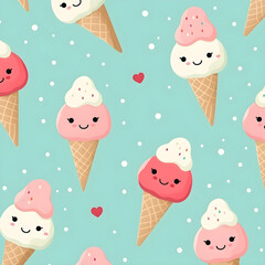 seamless pattern with ice cream