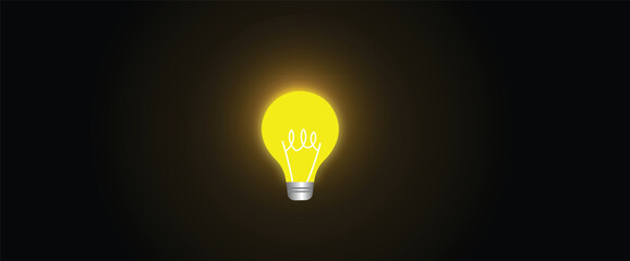 glowing bulb at dark isolated vector poster