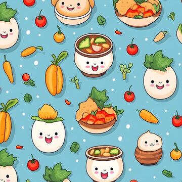seamless pattern with vegetables and fruits