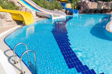 Details with blue water in the pool as a background