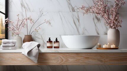 Modern toilet bowl in stylish bathroom interior - obrazy, fototapety, plakaty