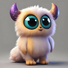 Obraz premium cute little monster smooth skin soft fur bright eyes