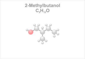 2-Methylbutanol. Simplified scheme of the molecule. Use for food flavoring. Use as attractant for wasps and hornets in insect traps.