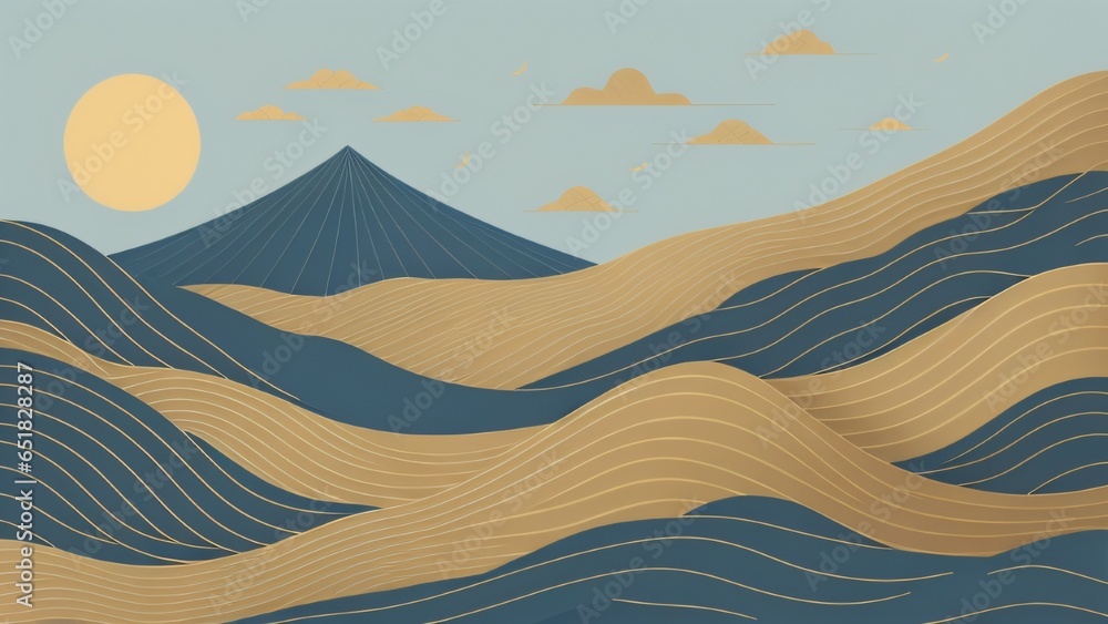 Aufkleber japanese background with line wave pattern illustration . abstract art banner with geometric pattern
