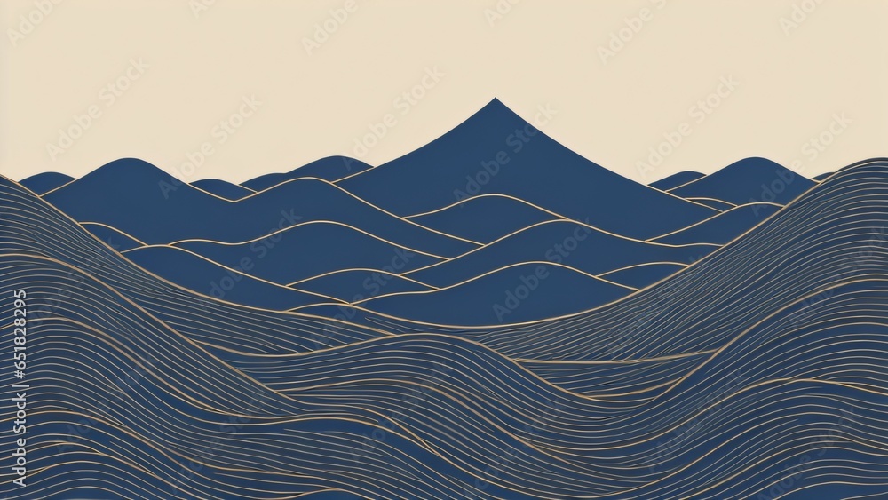 Aufkleber japanese background with line wave pattern illustration . abstract art banner with geometric pattern