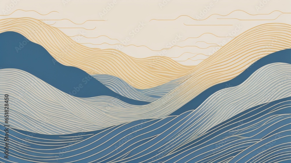 Aufkleber japanese background with line wave pattern illustration . abstract art banner with geometric pattern