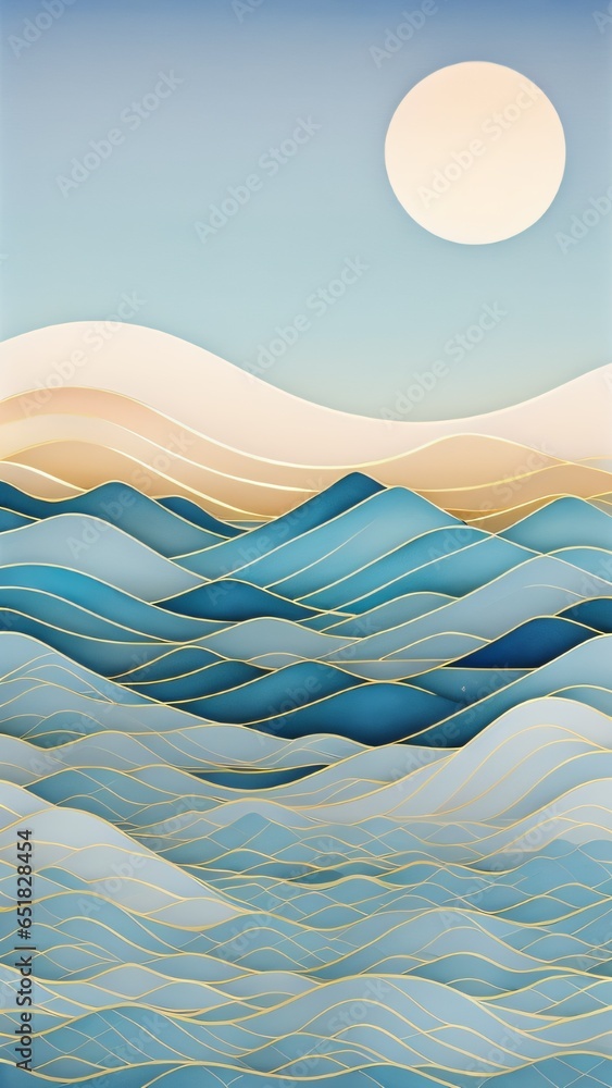 Aufkleber japanese background with line wave pattern illustration . abstract art banner with geometric pattern