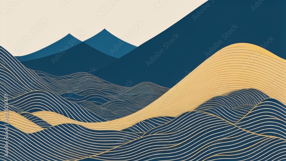 Aufkleber japanese background with line wave pattern illustration . abstract art banner with geometric pattern