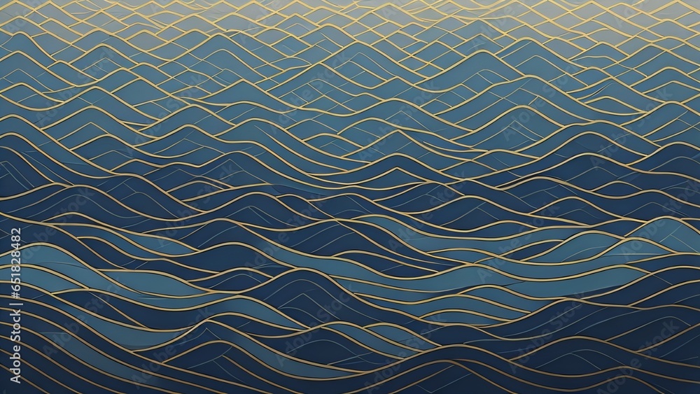 Aufkleber japanese background with line wave pattern illustration . abstract art banner with geometric pattern