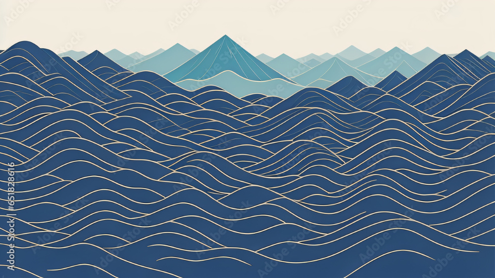 Aufkleber japanese background with line wave pattern illustration . abstract art banner with geometric pattern