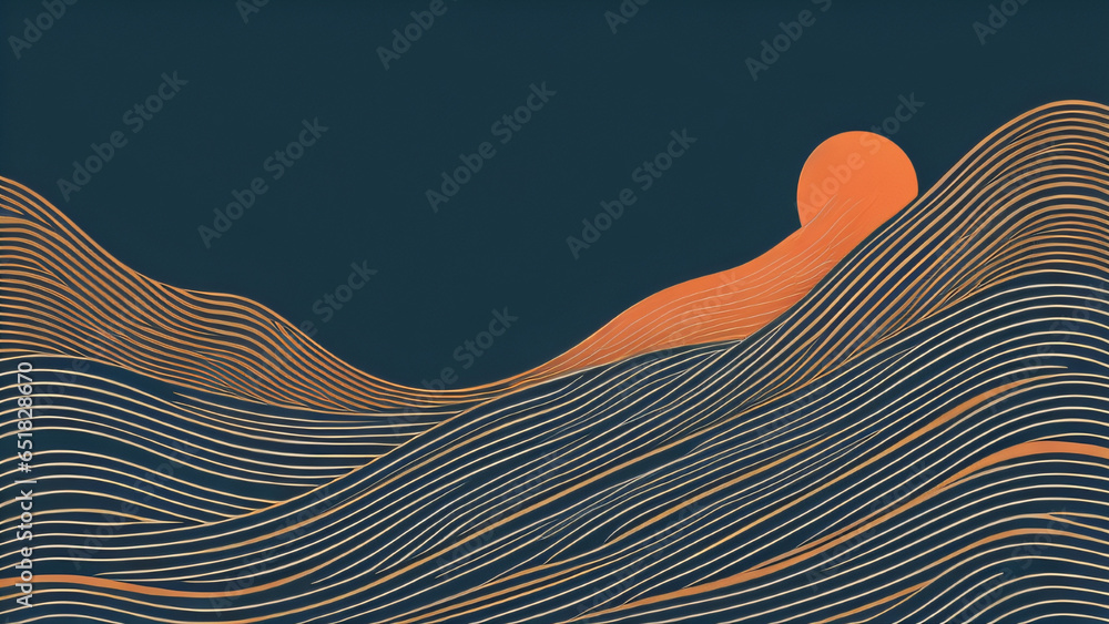 Aufkleber japanese background with line wave pattern illustration . abstract art banner with geometric pattern