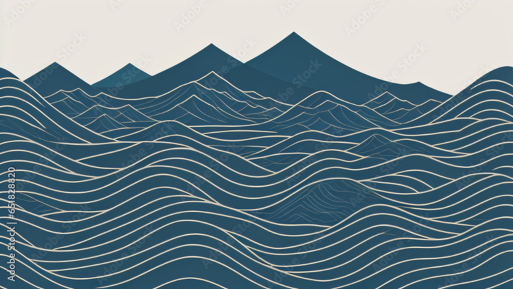 Aufkleber japanese background with line wave pattern illustration . abstract art banner with geometric pattern
