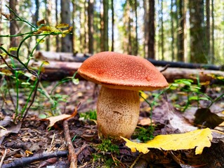 boletus mushroom in the autumn forest