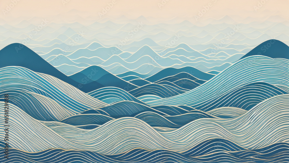 Aufkleber japanese background with line wave pattern illustration . abstract art banner with geometric pattern