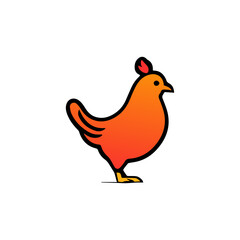 Vector logo template chicken made in a linear style isolated