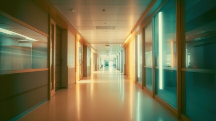 Blured motion in ER of hospital, unfocused background