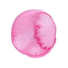 watercolor blob. Watercolor pink circle paint stain isolated on a white background.