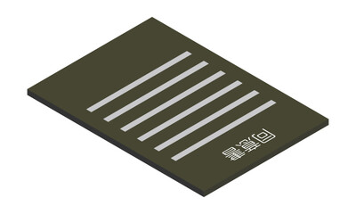 同意書（縦型・アイソメ置き・奥側左向き・書類・日本語・モノクロ・1枚）