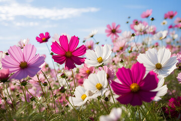 beautiful colorful flowers in the field