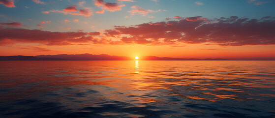 Obraz premium Sunset Over the Sea with Dramatic Clouds, Generative AI