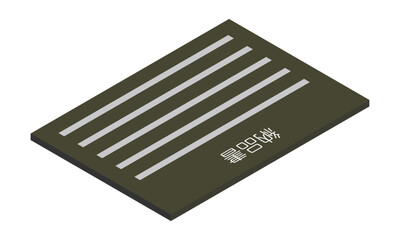 納品書（横型・アイソメ置き・奥側左向き・書類・日本語・モノクロ・1枚）