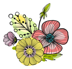 Garden flowers. Decorative bouquet. Natural floral element