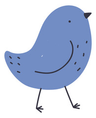 Cute blue bird. Decorative baby animal drawing