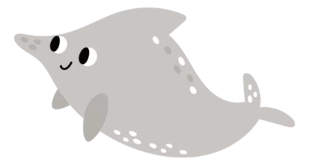Rucksack Smiling dolphin. Cute marine friendly animal character © VectorBum