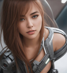 Gorgeous women in future dress