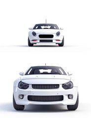 3D Modeling of a futuristic style white car - obrazy, fototapety, plakaty
