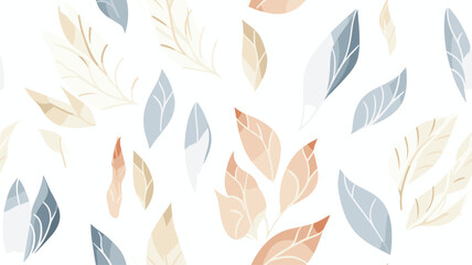 Elegant seamless pattern with delicate leaves. Vector Hand drawn floral background