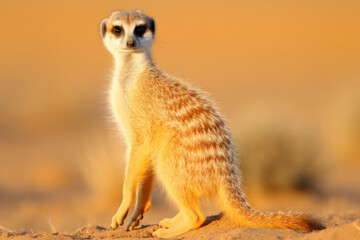 A close encounter with a meerkat, captured in the heart of the savannah, its inquisitive nature and...