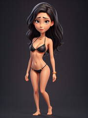 Beautiful female model wearing sexy bikini 3D rendering 11