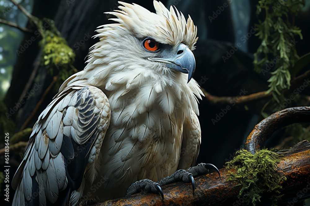 Leinwandbilder a stunning harpy eagle perched majestically on a high branch, its powerful build and imposing presen