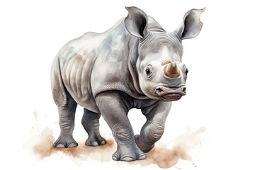 Fototapeta premium A majestic rhinoceros standing in the wilderness created with Generative AI technology