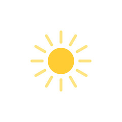 Sun vector icon with reflection, original color sun symbol