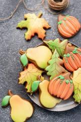 Multicolored autumn homemade cookies