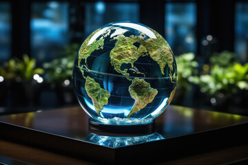 world globe made from glass