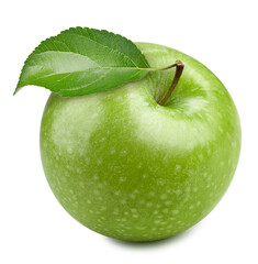 Green apple isolate. Green apple on a white background. Green slice with clipping path