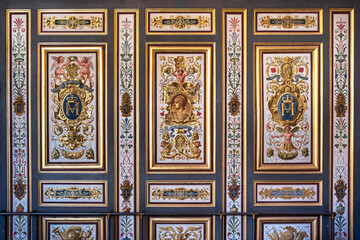 Close-up of medieval wall painting in an old house in France