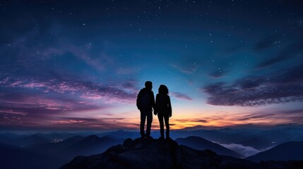 silhouette of a person on a mountain