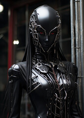 Naklejka premium Neo Tokyo Cyberpunk Echoes Characters Generative AI