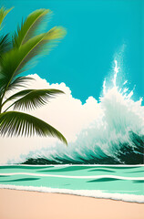 Fototapeta na wymiar Tropical summer beach background. Generative AI