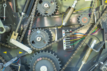 detail of the gears of an agricultural machinery, mechanical concept