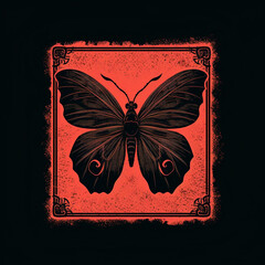 An Artistic Scary Moth Icon or Logo on a Black Background