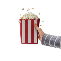 Hand holding a box with popcorn