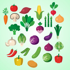 set vegetables seamless pattern