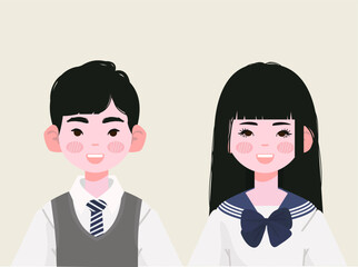 Japanese High School Student Illustration